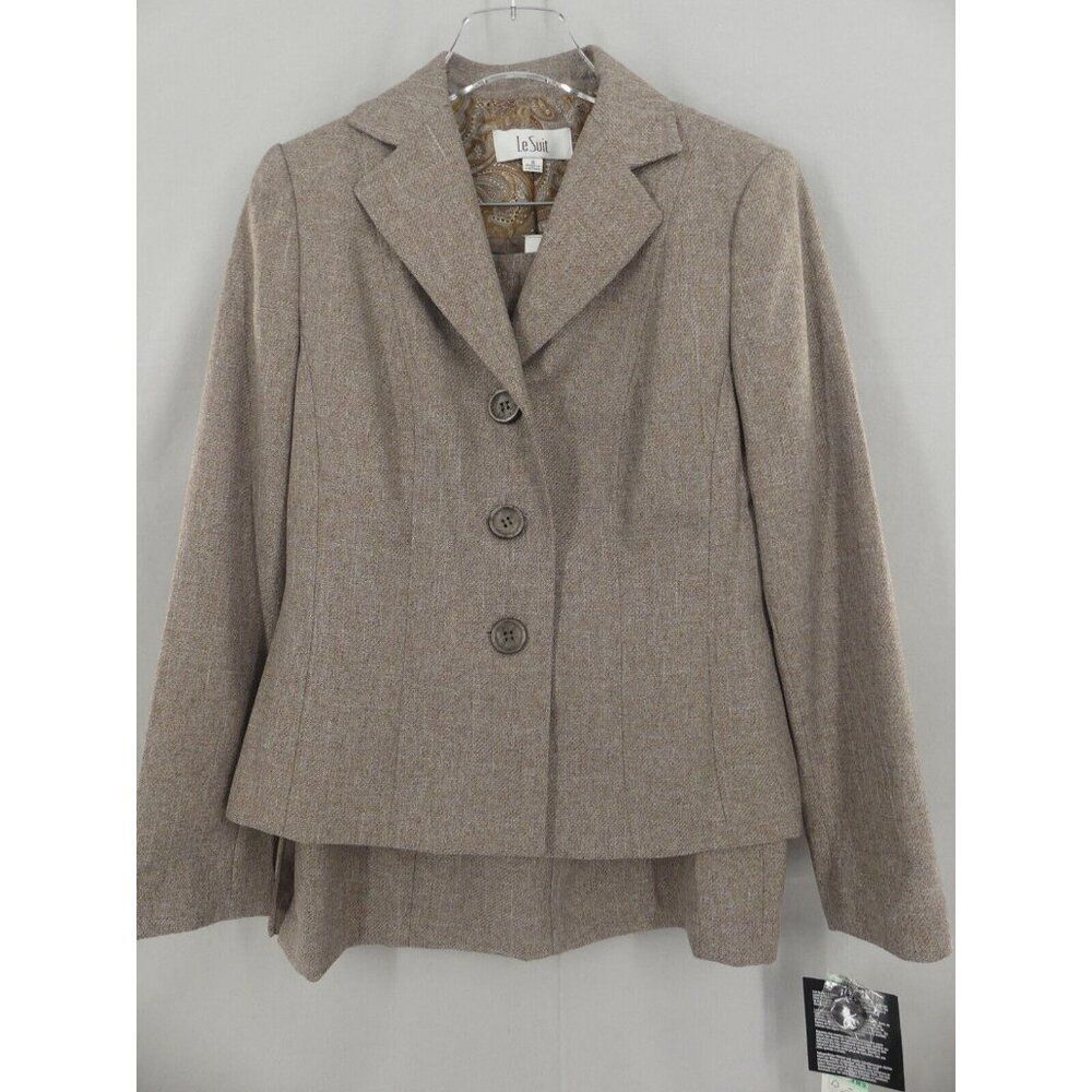 Le Suit Womens Size 8 Skirt Suit Lined Tuscany Taupe Multi NWT
